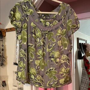 Apt. 9 Floral Gray and Green Blouse